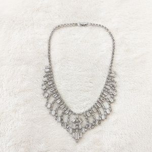 Vintage Rhinestone Crystal Necklace Emerald Cut